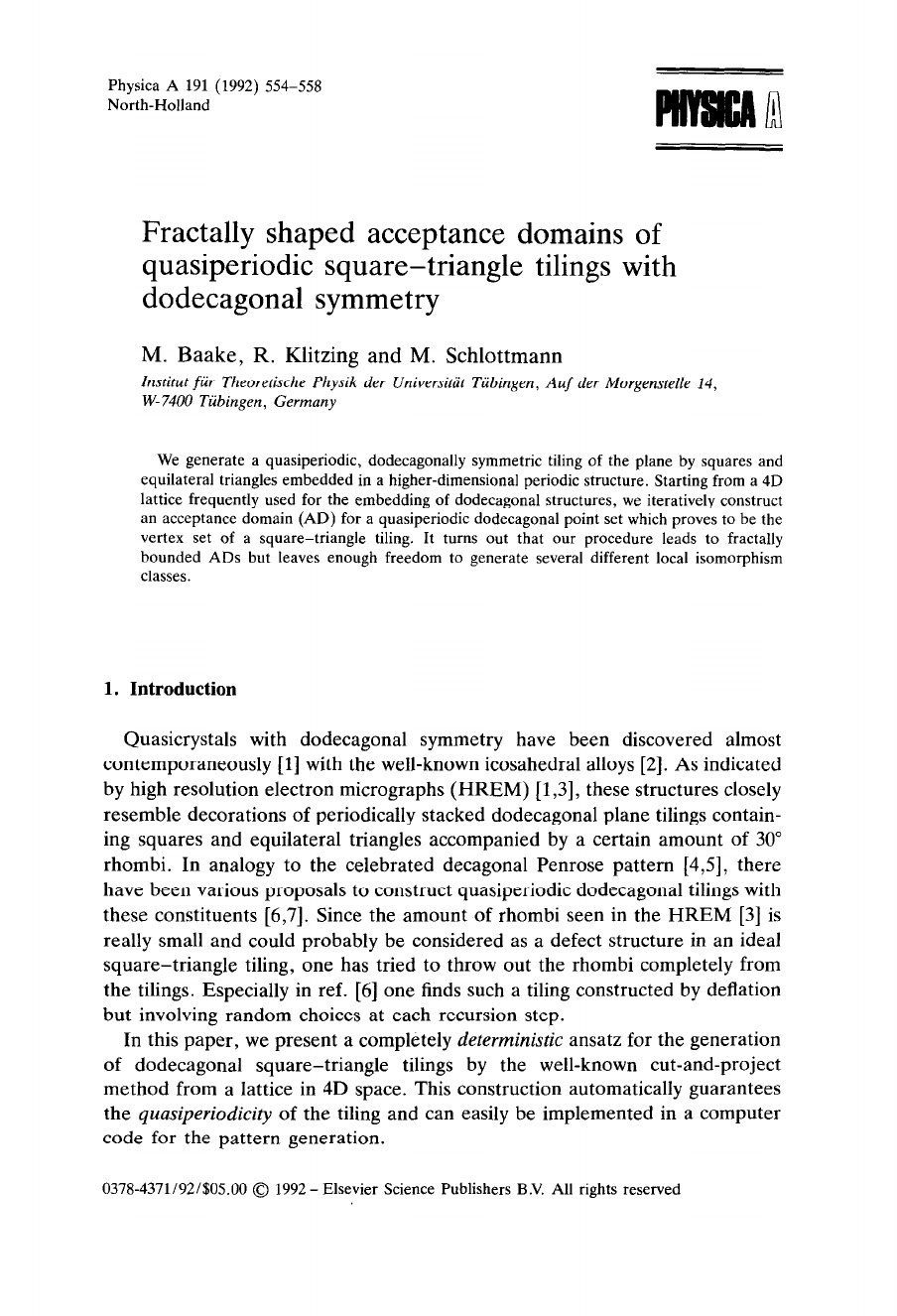 Fractally shaped acceptance domains of quasiperiodic square-triangle tilings with dodecagonal symmetry