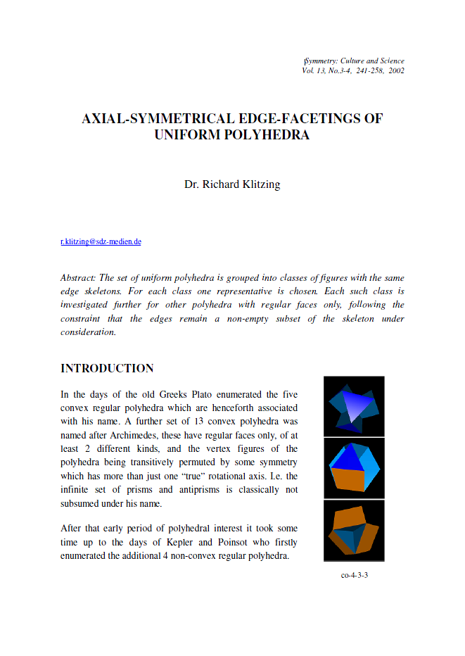 AXIAL-SYMMETRICAL EDGE-FACETINGS OF UNIFORM POLYHEDRA