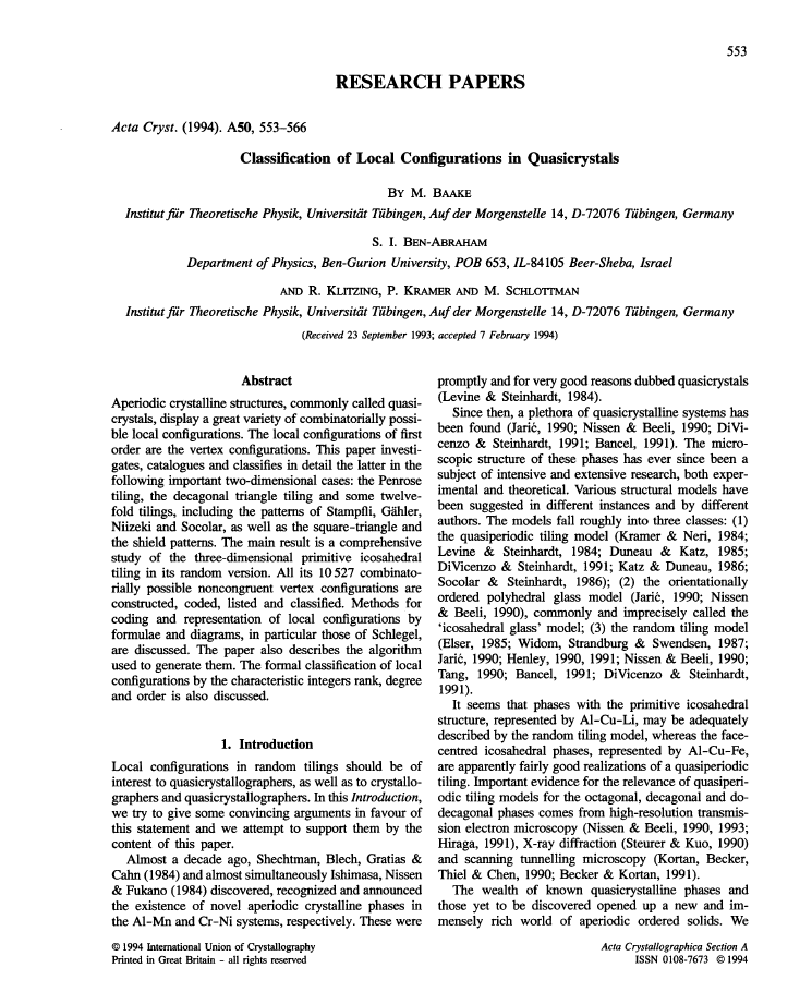 Classification of Local Configurations in Quasicrystals